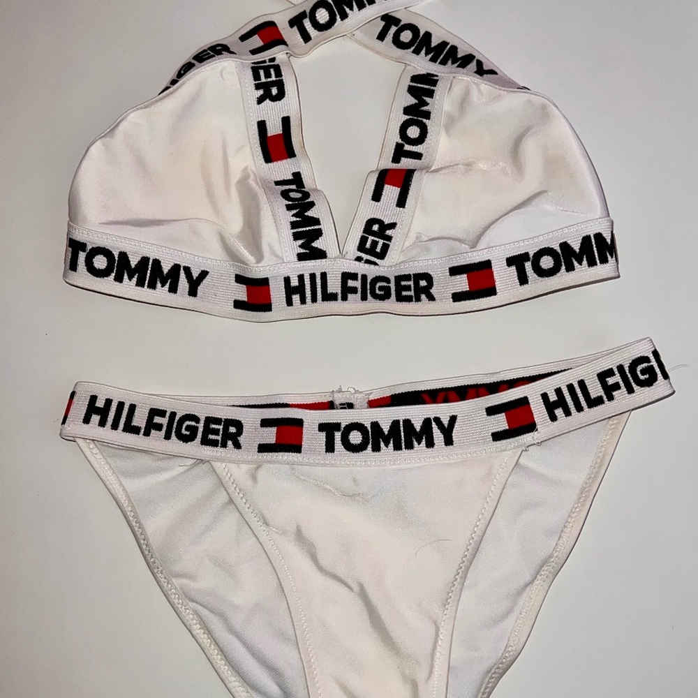 Tommy Hilfiger Logo Strap Bikini in White